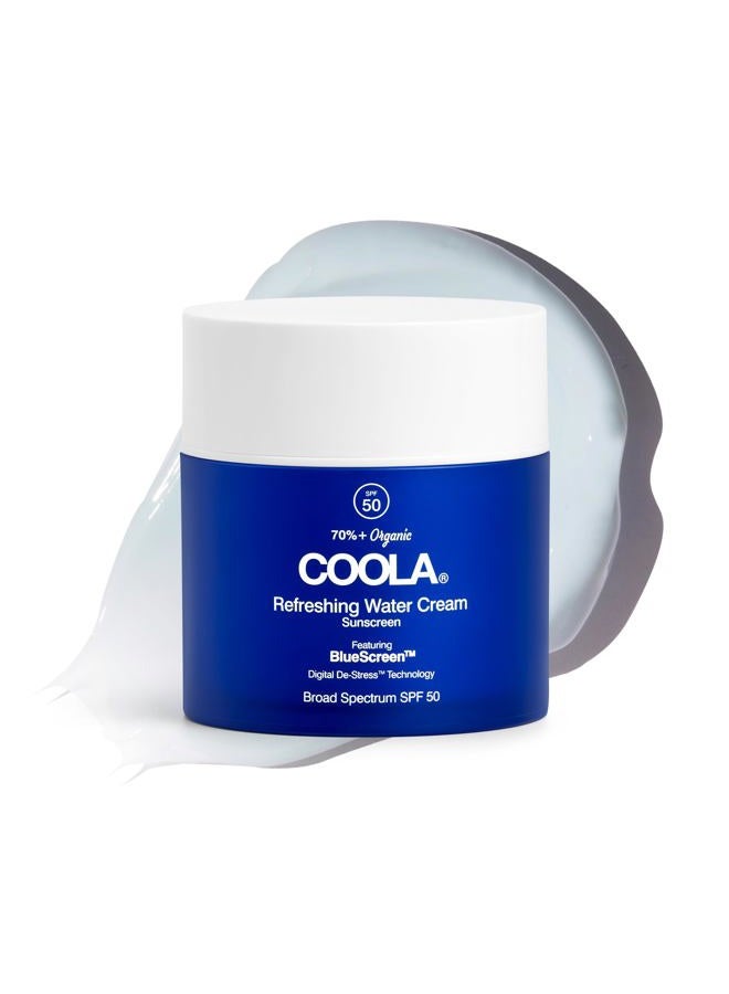 COOLA Organic Refreshing Water Cream Face Moisturizer with SPF 50, Dermatologist Tested Face Sunscreen with Plant-Derived BlueScreen Digital De-Stress Technology, 1.5 Fl Oz - Image 1