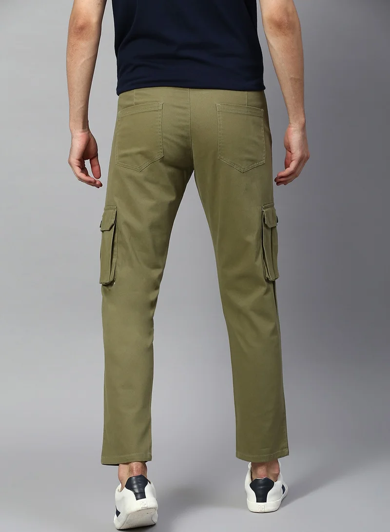 Dennis Lingo Men's Light Olive Tapered Fit Cargo Trousers - Stylish and Practical