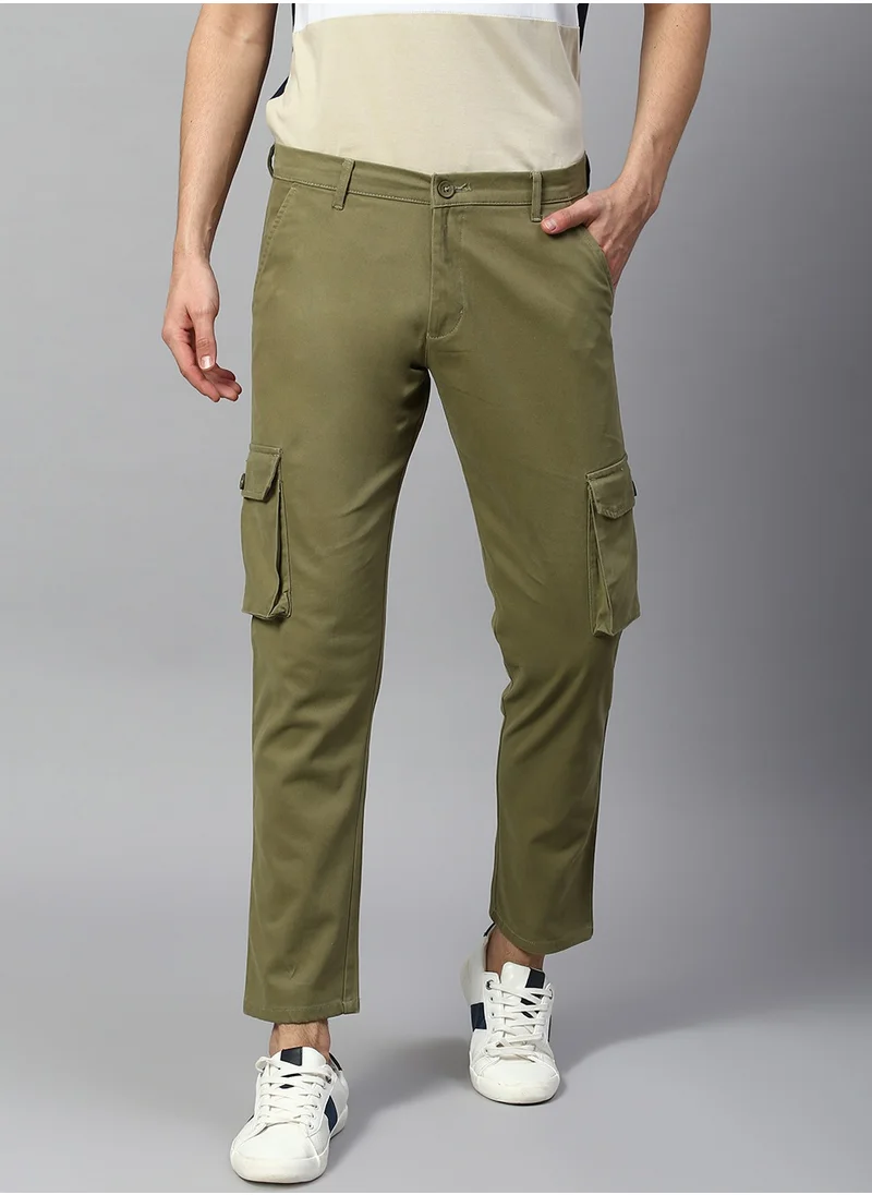 دينيس لينغو Men's Light Olive Tapered Fit Cargo Trousers - Stylish and Practical