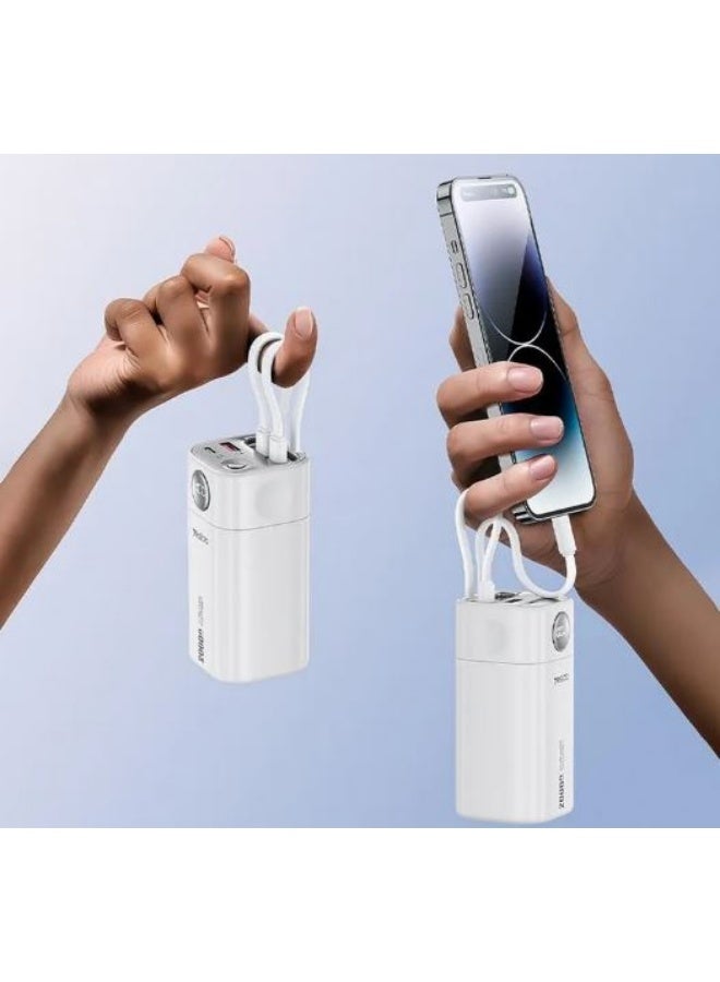 يسيدو باور بانك طاقة 20000 ميلي امبير مع كابلات USB-C و ايفون مدمجة - 22.5W - أبيض - Image 4