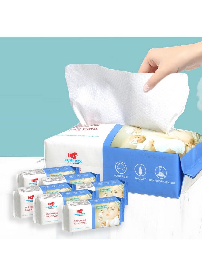 PRIME PICK مناديل وجه قابلة للاستخدام لمرة واحدة من برايم بيك 300 قطعة، مناديل قطنية ناعمة، متعددة الاستخدامات للعناية بالبشرة، مزيل مكياج، مناديل وجه وتنظيف الوجه (عبوة من 6)  - Image 1