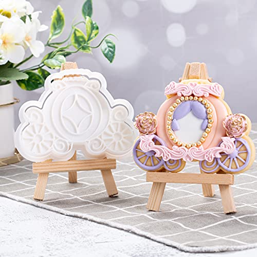 Flycalf Princess Carriage Cookie Cutter Biscuit Cutter Baking with 3D Stamper PLA Accessories Cutter Molds Gifts Decorative Party 3.5" Kitchen Cake Supplies - Image 4