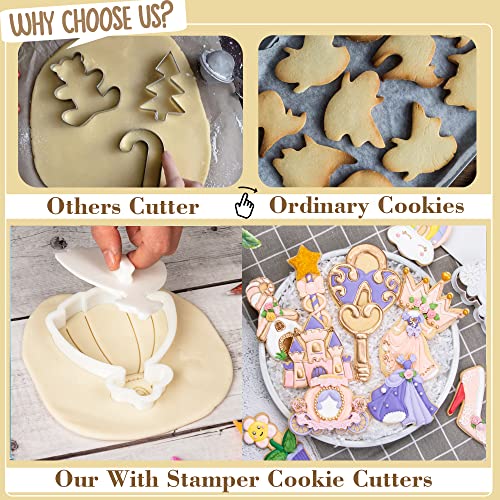 Flycalf Princess Carriage Cookie Cutter Biscuit Cutter Baking with 3D Stamper PLA Accessories Cutter Molds Gifts Decorative Party 3.5" Kitchen Cake Supplies - Image 3