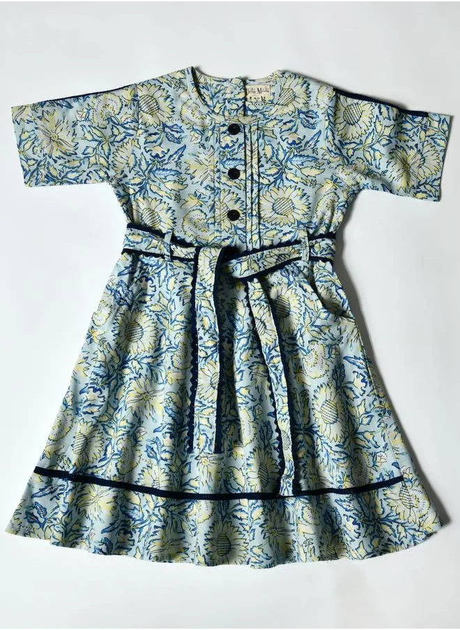 BELLA MODA Bella Moda All-Over Print Short Sleeve Cotton Dress