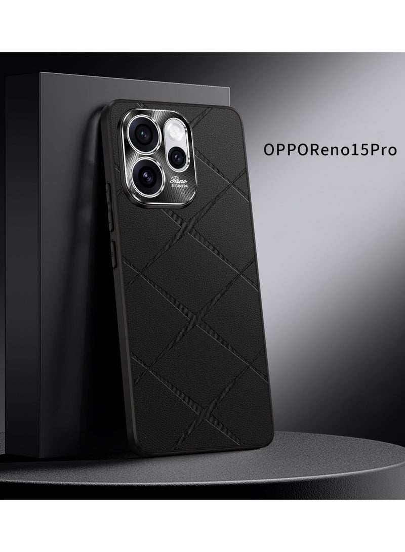 general For OPPO Reno 15 Pro high-luxury vegan leather metal lens protection anti-drop and anti-fingerprint phone case - Image 1