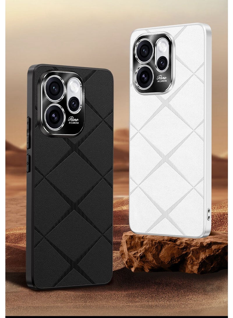 general For OPPO Reno 15 Pro high-luxury vegan leather metal lens protection anti-drop and anti-fingerprint phone case - Image 2