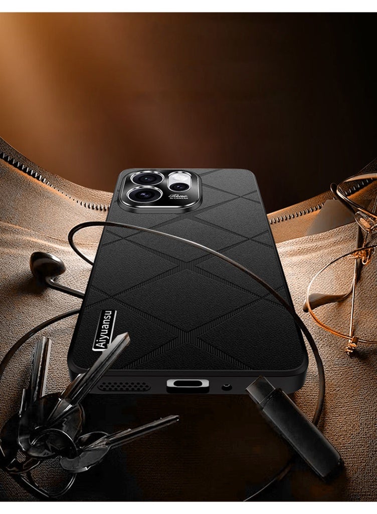 general For OPPO Reno 15 Pro high-luxury vegan leather metal lens protection anti-drop and anti-fingerprint phone case - Image 4