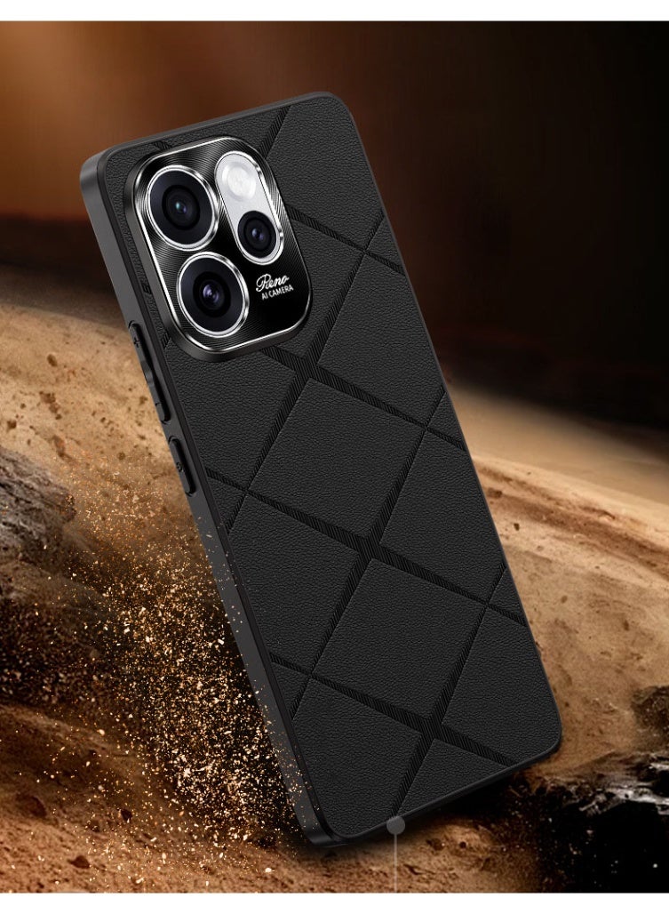 general For OPPO Reno 15 Pro high-luxury vegan leather metal lens protection anti-drop and anti-fingerprint phone case - Image 3