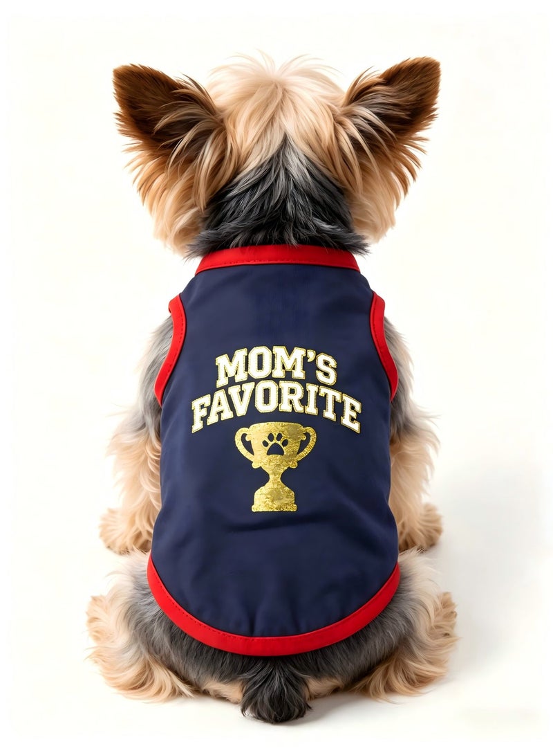 Mom's Favorite Glitter Dog Tank Top M Size, Breathable Pet Vest for Small Medium Dogs Cats - Image 1