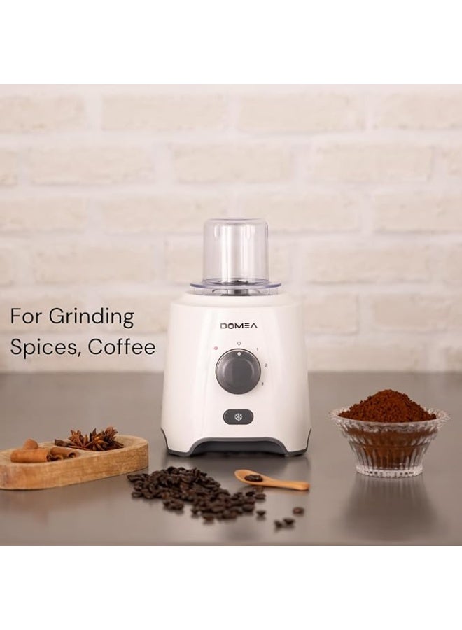 DOMEA 2-in-1 Blender & Grinder | 650W High-Speed Motor, 1.6L Blender Jar + 300ml Grinder Jar, 2-Speed with Pulse, Stainless Steel Blades - Image 2