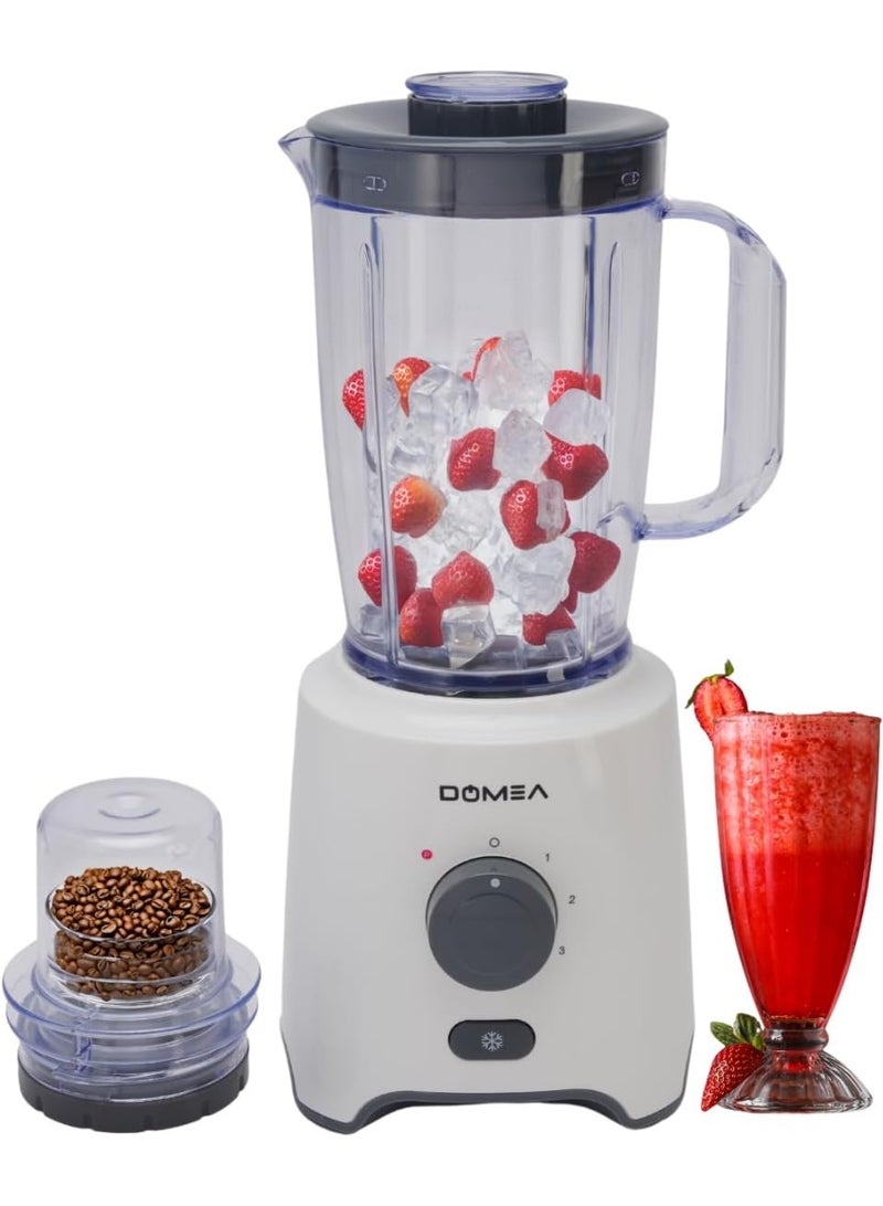 DOMEA 2-in-1 Blender & Grinder | 650W High-Speed Motor, 1.6L Blender Jar + 300ml Grinder Jar, 2-Speed with Pulse, Stainless Steel Blades - Image 1