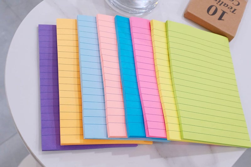 YEECOK (8 Pads) Lined Sticky Notes 4x6 in Post, 8 Colors Self Sticky Notes Pad Its, Bright Post Stickies Colorful Big Rectangular Sticky Notes for Office, Home, School, Meeting, 40 Sheets/pad - Image 5