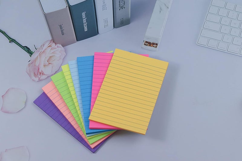 YEECOK (8 Pads) Lined Sticky Notes 4x6 in Post, 8 Colors Self Sticky Notes Pad Its, Bright Post Stickies Colorful Big Rectangular Sticky Notes for Office, Home, School, Meeting, 40 Sheets/pad - Image 4