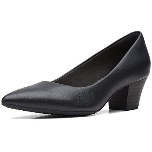 Clarks Collection Women's Teresa Step Pump, Black Leather, 10 Wide US - Image 1