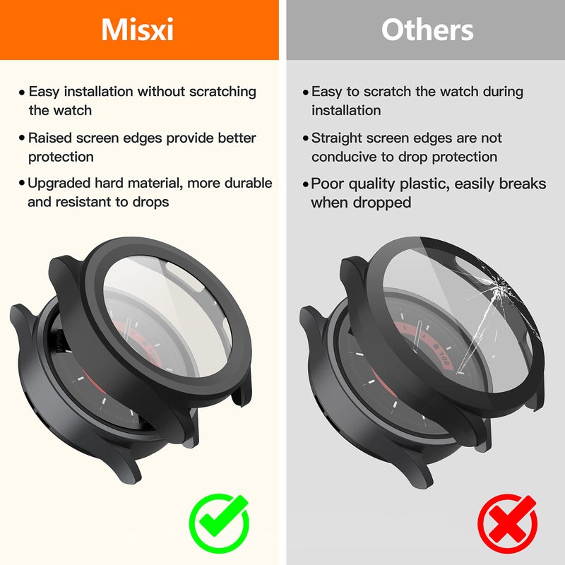 Misxi 2-Pack Hard PC Case with Screen Protector for Samsung Galaxy Watch 5 Pro 45mm, Ultra-thin Scratch Resistant Cover with Tempered Glass for Galaxy Watch5 Pro, Black - Image 3
