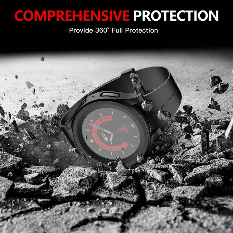 Misxi 2-Pack Hard PC Case with Screen Protector for Samsung Galaxy Watch 5 Pro 45mm, Ultra-thin Scratch Resistant Cover with Tempered Glass for Galaxy Watch5 Pro, Black - Image 5