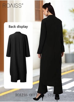 roaiss 3-Piece Set Ladies Fashionable Mid Length Shirt  Long Sleeve Camisole and Wide Leg Pants Perfect for a Stylish and Versatile Look for Ladies Elegant Temperament Casual Outfit  - Image 4