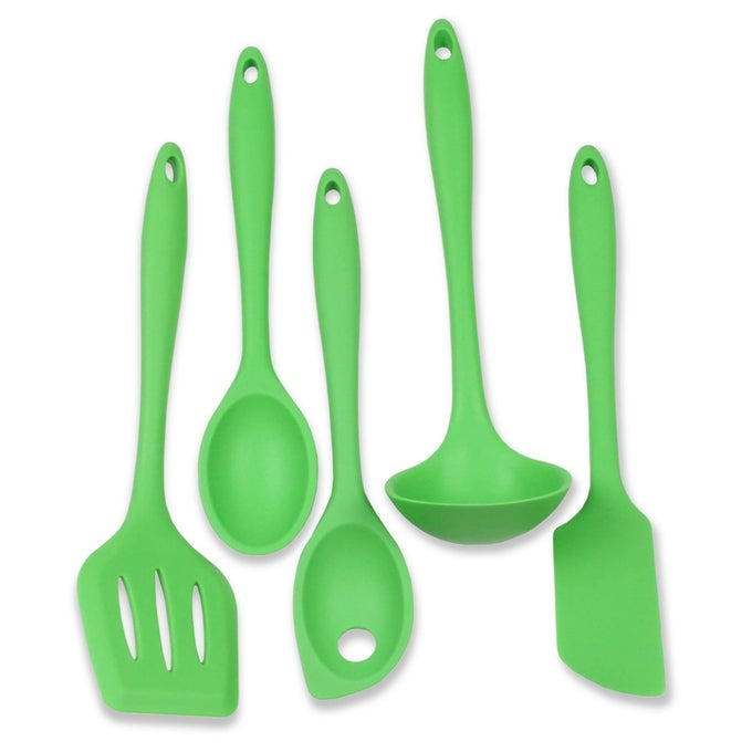 PREMIUM SILICONE KITCHEN TOOL AND UTENSIL SET 5 PIECE GREEN