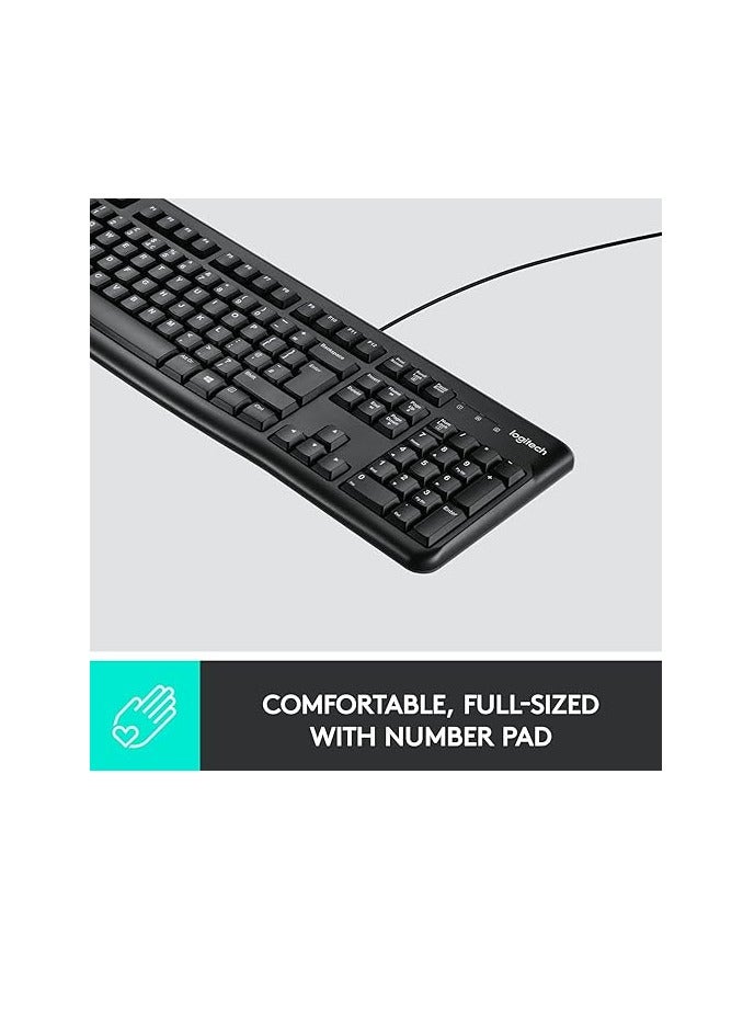 Logitech K120 Wired Keyboard for Windows, USB Plug and Play, Full Size, Spill Resistant, Curved Space bar PC / Laptop, English Layout Black  - Image 2