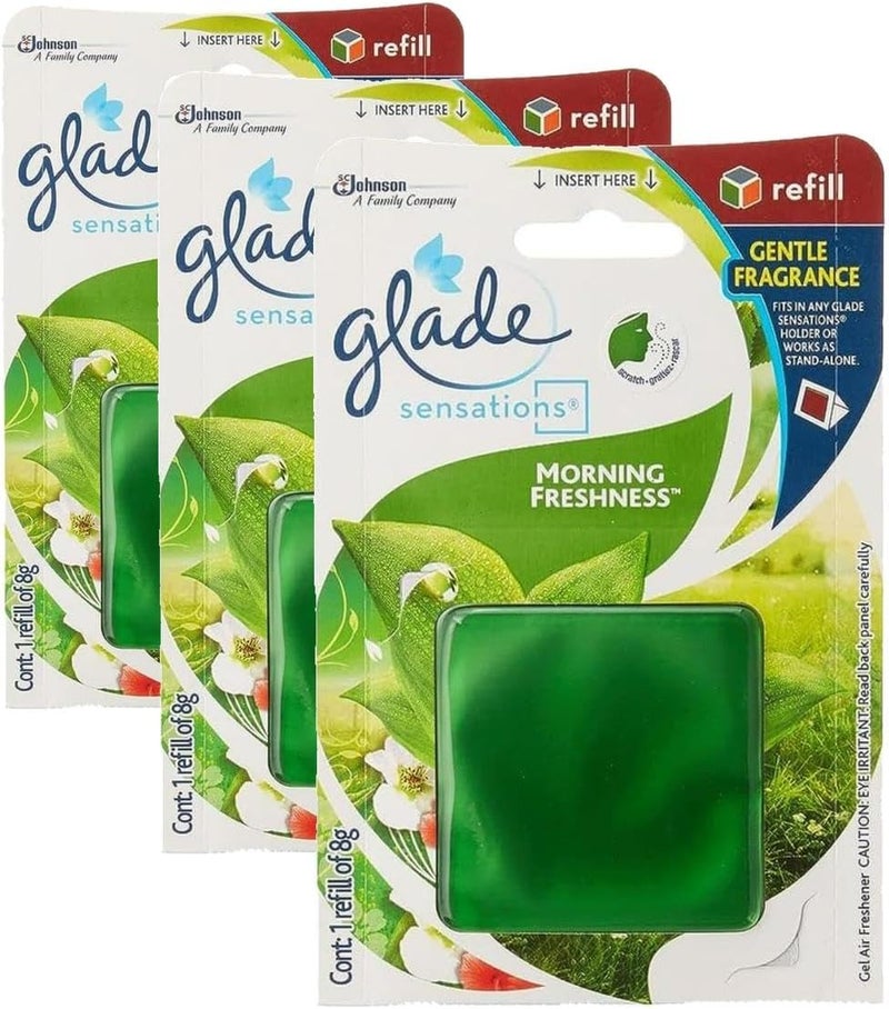 Glade Simple upgraded construction Air Freshener Sensation with Morning Freshness Scent, Car Freshener, 8gm (Pack of 3) Advanced minimal build - Image 1
