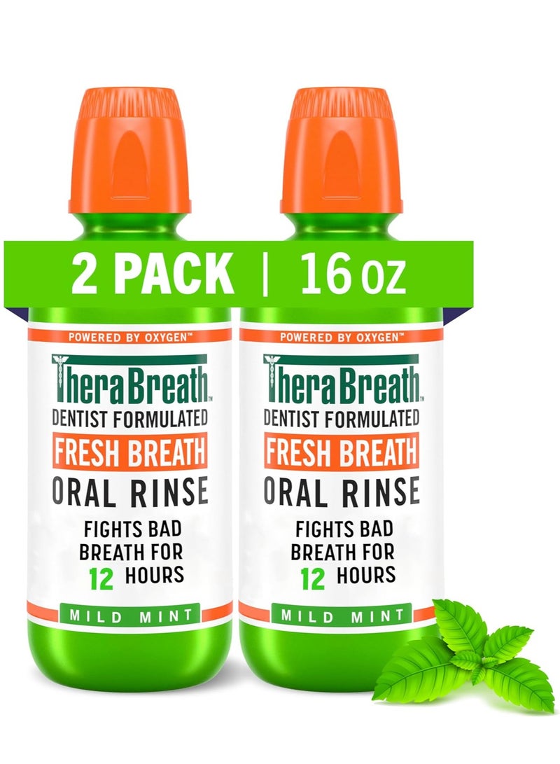 Therabreath Fresh Breath Oral Rinse Mild Mint 473ml Bottle (Pack of 2) - Image 1