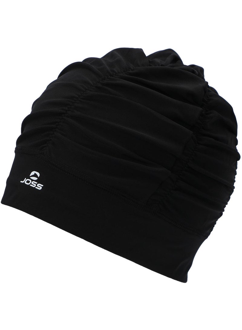 Black Polyamide Swimming Cap  One Size, Chlorine-Resistant Creora Highclo Fibers, Extra Space For Long Hair, Comfortable & Durable
