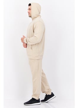 CROSSHATCH Men 2 Pieces Hooded Sweatshirt And Sweatpants Set, Beige  - Image 3