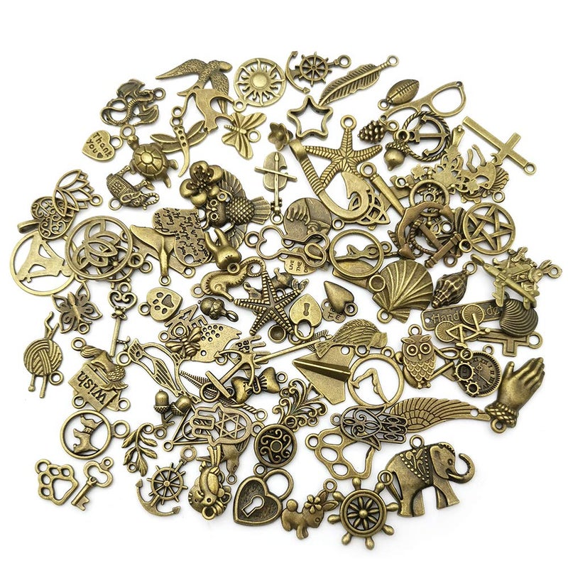 100pcs Bulk Lots Mini Antique Bronze Charms for Jewelry Making Supplies DIY Craft Material Accessories Bracelet Earring Charms Wholesale HK421