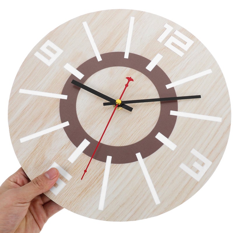 Silent Wall Clock Vintage Round Hanging Clock Rustic Decorative Wood Grain Clock for Kitchen Living Room Farmhouse - Image 2