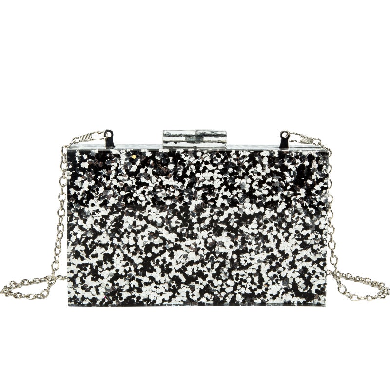 New All-Match Acrylic Sequin Small Square Bag Banquet Dress Bag Celebrity Clutch Bag Wedding Handbag - Image 1