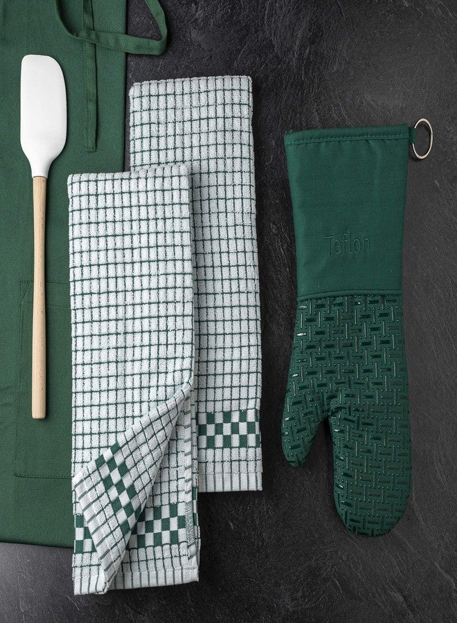 XLNT Highly Absorbent Kitchen Dish Towels 100% Cotton 18x28 inch – Ultra-Thick Dishcloths – Premium Weave for Drying & Cleaning – Soft, Durable & Lint-Free – Pack of 3 Green - Image 4
