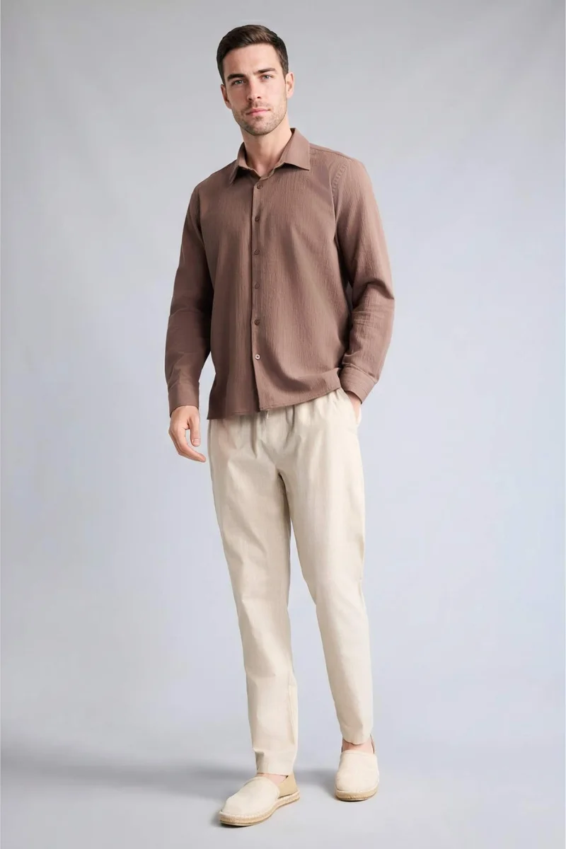 ديفاكتو Regular Fit Shirt Collar Cotton Long Sleeve Shirt