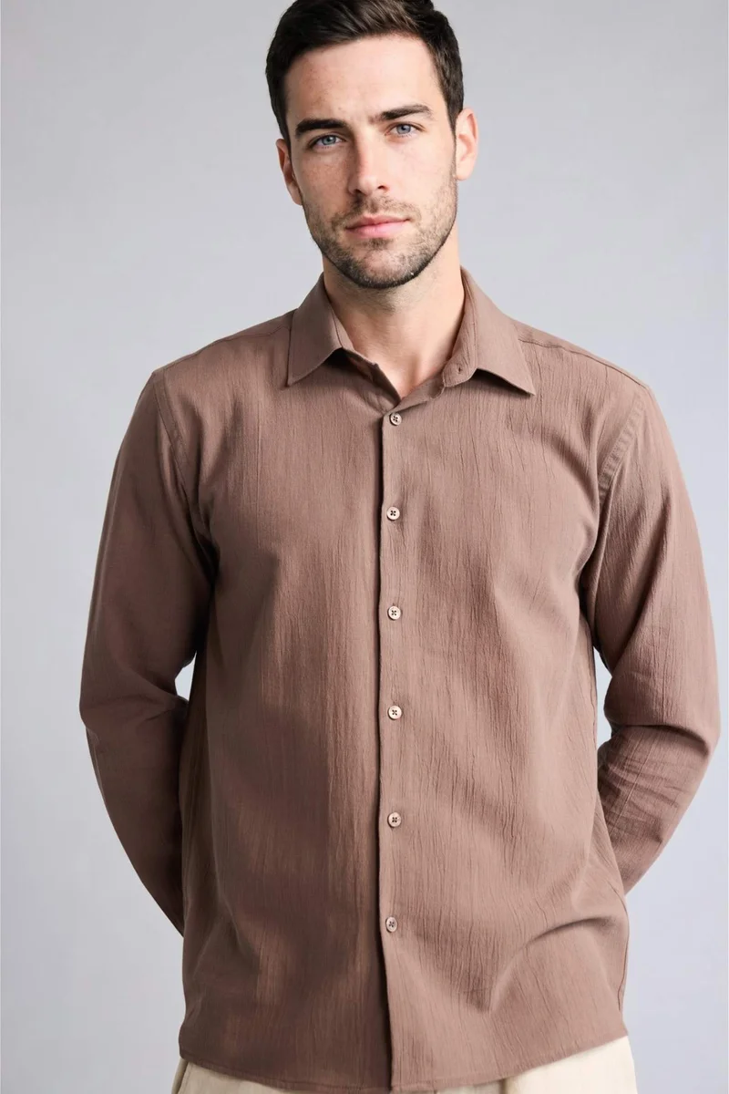 ديفاكتو Regular Fit Shirt Collar Cotton Long Sleeve Shirt