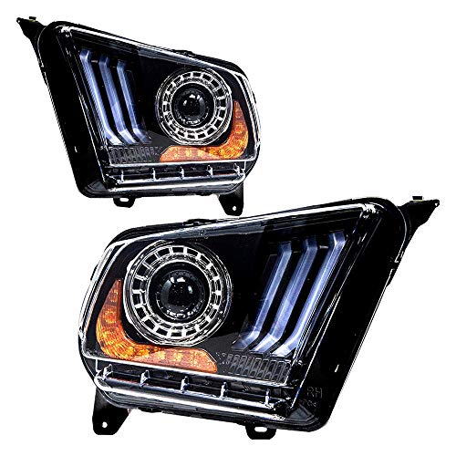 Winjet Renegade Series Compatible with 2010 2011 2012 S197 Ford Mustang S550 Style LED DRL Sequential Projector Aftermarket Performance Headlight Pair Set - Image 3