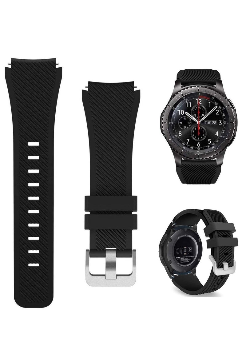 ELTRAZONE Strap for Huawei GT/Huawei GT 2 (46mm) Watch Band/Huawei Watch GT2 Pro Strap/Samsung Galaxy Watch 46mm / Galaxy Watch 3 45mm, 22mm Silicone Straps Watch Band (Black) - Image 1