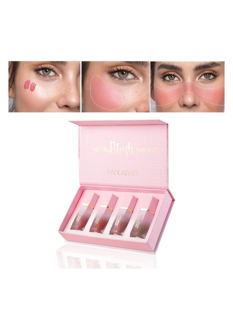 Handaiyan Mousse Liquid Blush For Cheeks Cream Face Blusher Stick with Sponge Palette Bronzer Highlighter Shape Contour Moisturizing And Breathable Matte Finish Long-wearing Waterproof For Women Makeup  - Image 1