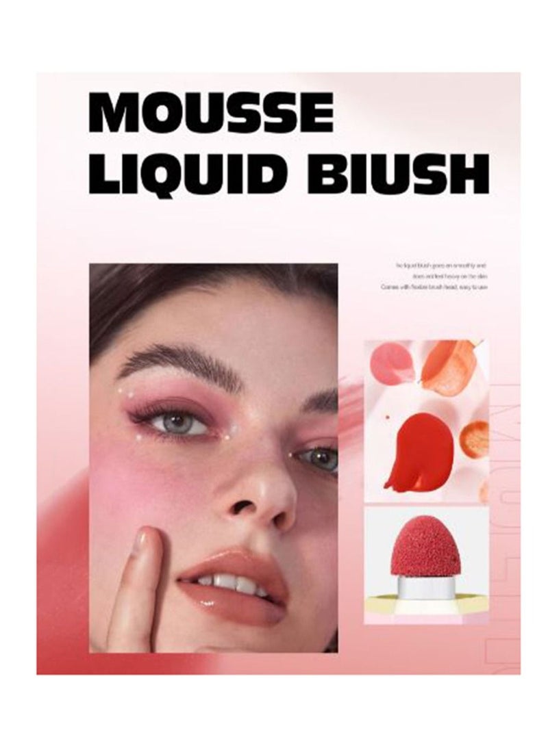 Handaiyan Mousse Liquid Blush For Cheeks Cream Face Blusher Stick with Sponge Palette Bronzer Highlighter Shape Contour Moisturizing And Breathable Matte Finish Long-wearing Waterproof For Women Makeup  - Image 2