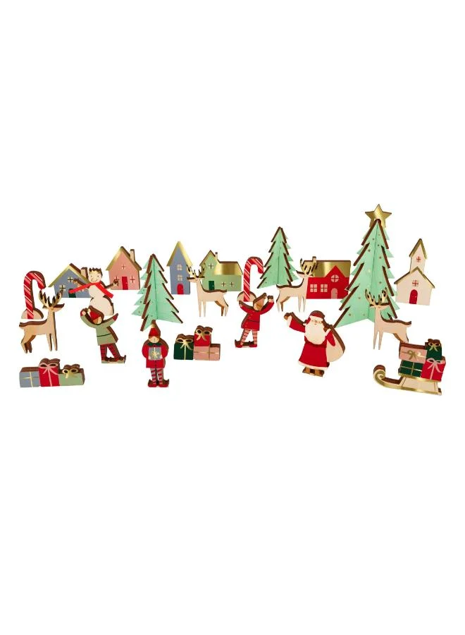 Meri Meri  Festive Village Wooden Advent Calender  | Best Price UAE