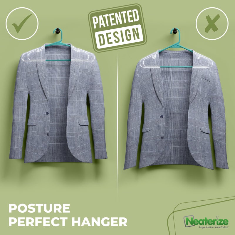 NEATERIZE Clothes Hangers Plastic 100 Pack for Adults - Plastic Hangers, The Perfect Coat Hanger and Space Saving Clothes Hangers for Closet - Aqua Hangers - Image 3