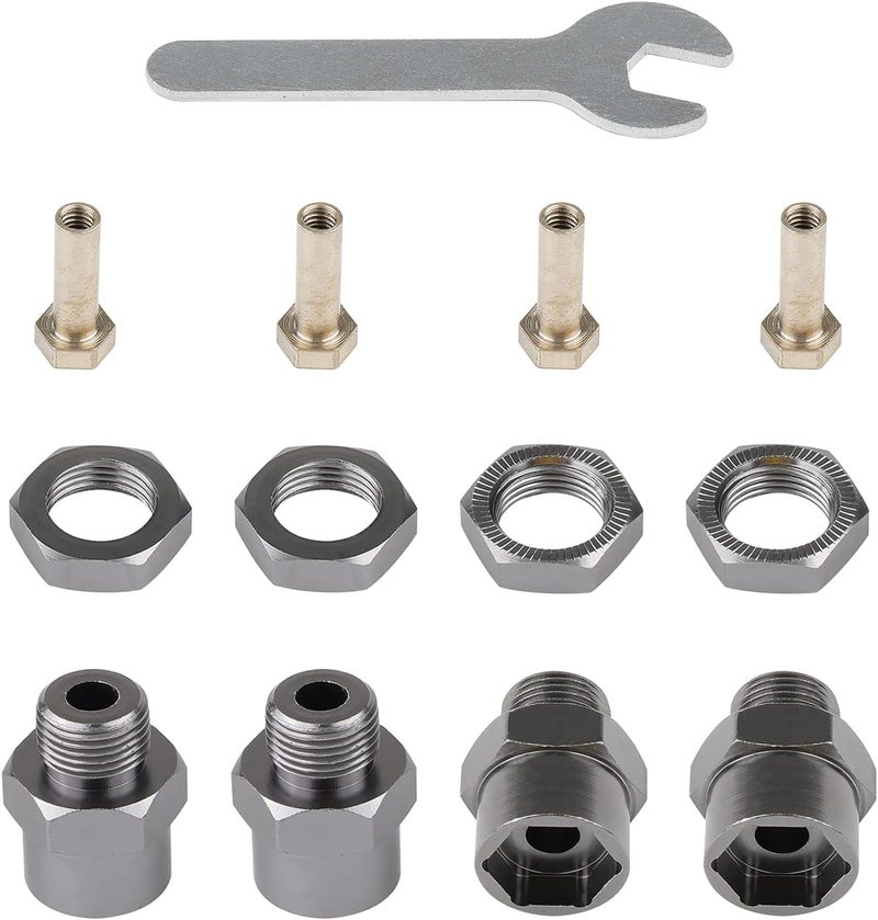 NewZoll 12mm to 17mm Metal Wheel Hex Drive Hub Adapter Conversion 15mm Offset Extension for HSP 110 RC Car  18 Tires Pack of 4 - Image 1