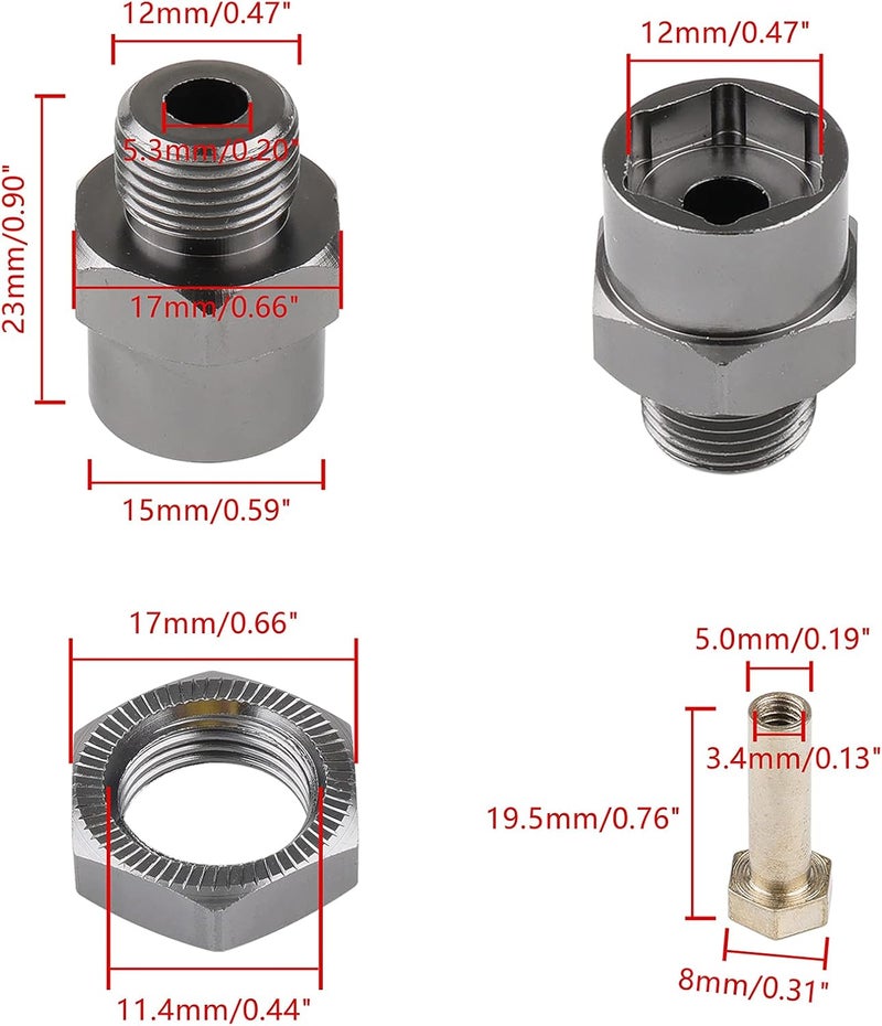 NewZoll 12mm to 17mm Metal Wheel Hex Drive Hub Adapter Conversion 15mm Offset Extension for HSP 110 RC Car  18 Tires Pack of 4 - Image 2