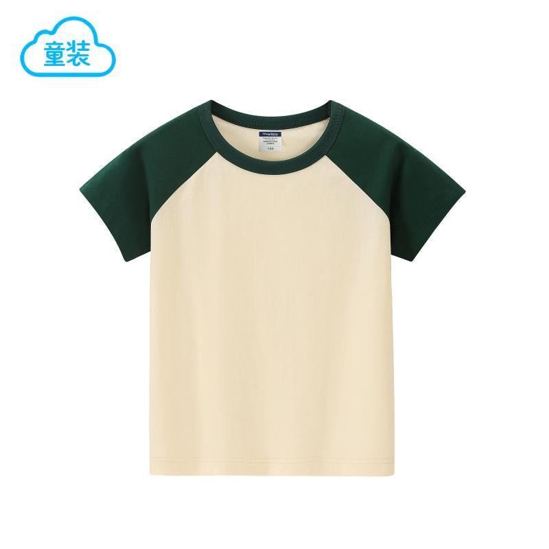 Manufacturer Kidsren'S T-Shirt 200G Pure Cotton Raglan Round Neck Short-Sleeved T-Shirt Student Printed Diy Activity Clothing - Image 1