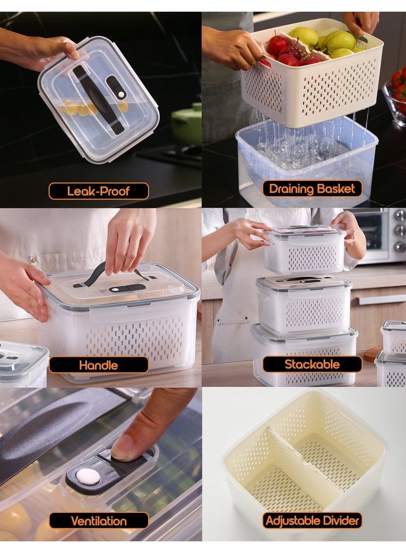 YAH Creation 9PCS/Set - 35 Piece - YAH Smart Kitchen Storage Boxes - Airtight, Microwave & Freezer Safe | Fridge & Pantry Organizers | Durable Containers with 9 Draining Baskets & Dividers | For Kitchen, Food & Vegetables. - Image 3