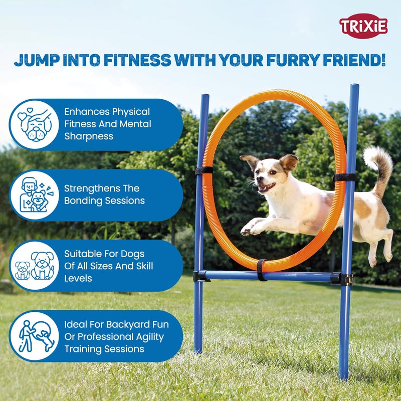 Trixie : - Dog Activity Agility Ring | Made with Durable Material, Adjustable Height, Comes with Transport Bag | Can be Set Up and Dismantled Easily Due to Quick Action Locks - (Orange/Blue) - Image 3