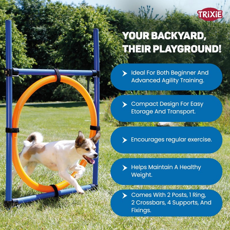 Trixie : - Dog Activity Agility Ring | Made with Durable Material, Adjustable Height, Comes with Transport Bag | Can be Set Up and Dismantled Easily Due to Quick Action Locks - (Orange/Blue) - Image 5