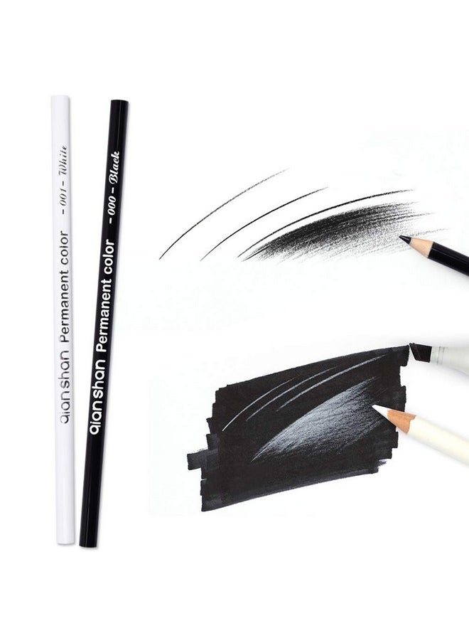 Qianshan 5Pcs Black White Color Pencils - Permanent Color Drawing Pencil Oil-Based Wooden Colored Pencils For Artist And Beginner Art Projects, 2 Colors Of 3 White, 2 Black  - Image 3
