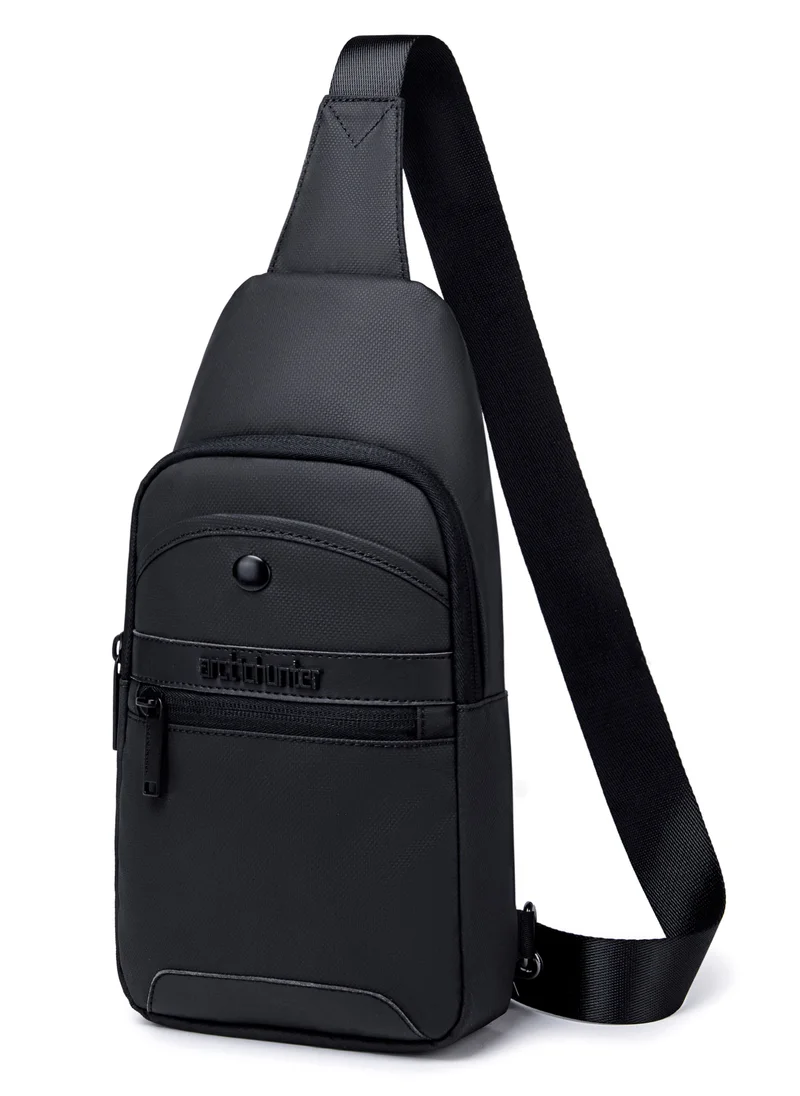 ARCTIC HUNTER Sling Bag for Men and Women, Water Resistant Durable Small Shoulder Daypack with Built in Earphone Jack and Shock Proof Compartments XB13001 Black