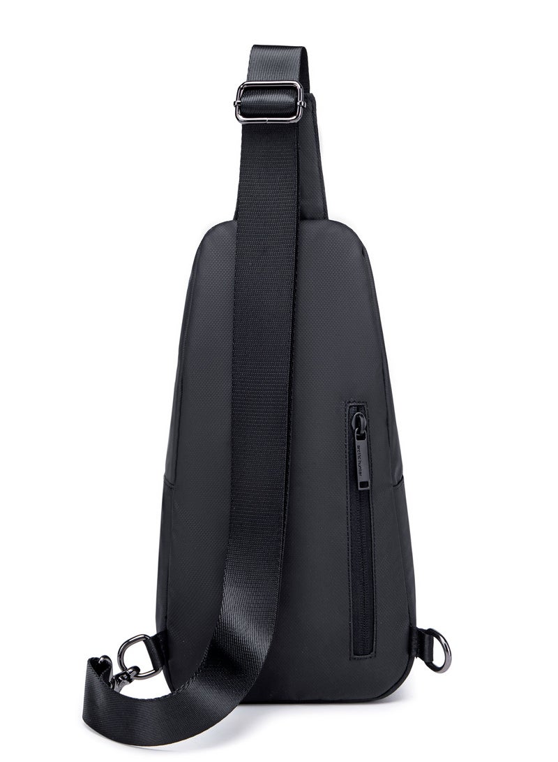 ARCTIC HUNTER Sling Bag for Men and Women, Water Resistant Durable Small Shoulder Daypack with Built in Earphone Jack and Shock Proof Compartments XB13001 Black  - Image 3