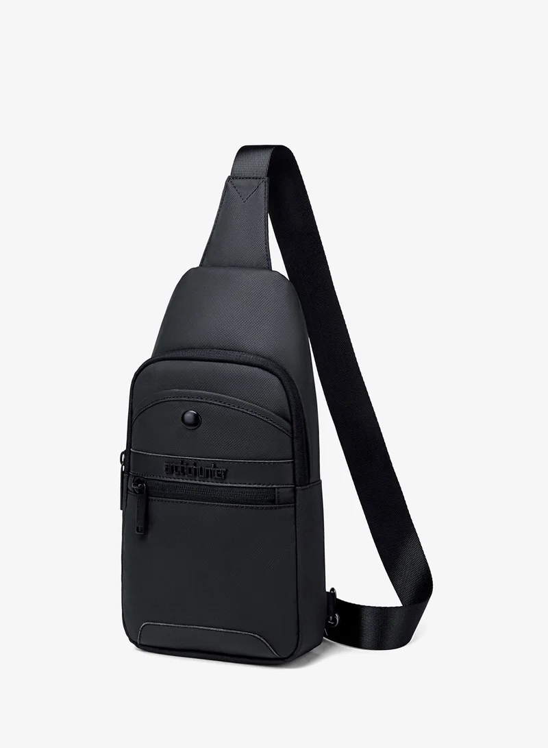 Sling Bag for Men and Women, Water Resistant Durable Small Shoulder Daypack with Built in Earphone Jack and Shock Proof Compartments XB13001 Black