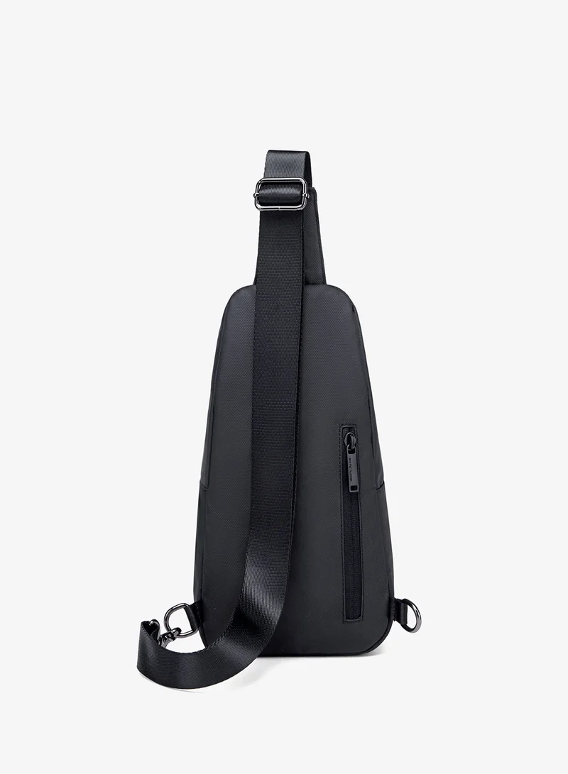 ARCTIC HUNTER  Sling Bag for Men and Women, Water Resistant Durable Small Shoulder Daypack with Built in Earphone Jack and Shock Proof Compartments XB13001 Black  | Best Price UAE